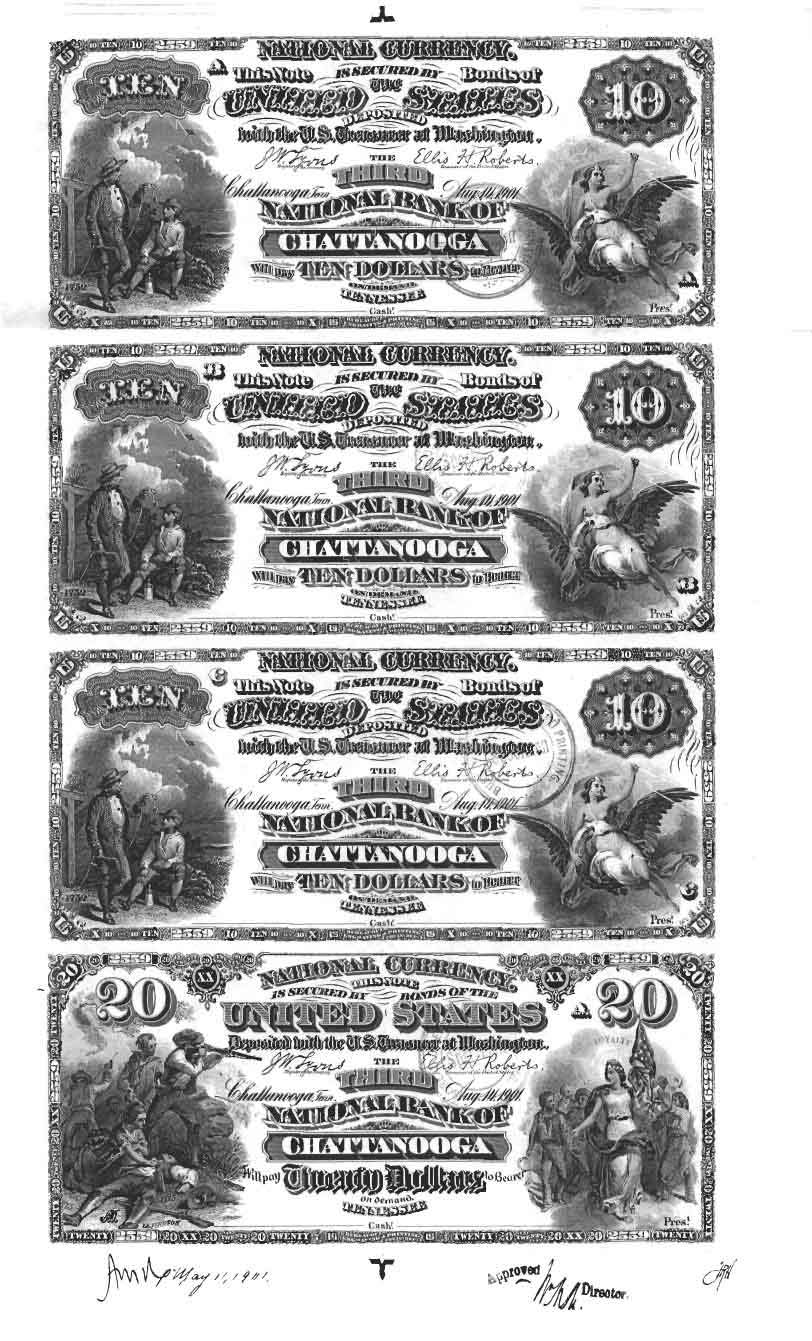 Third NB Sheet 3$10 1$20 8-14-1901 BEP